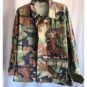 Authentic Air Force Woodland Fatigue Shirt Military Thrifted Streetwear ROTC